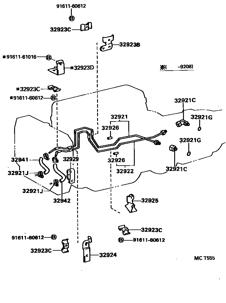 Toyota HILUX 变速器油冷却器和配管(ATM) EPC diagram — MCT555