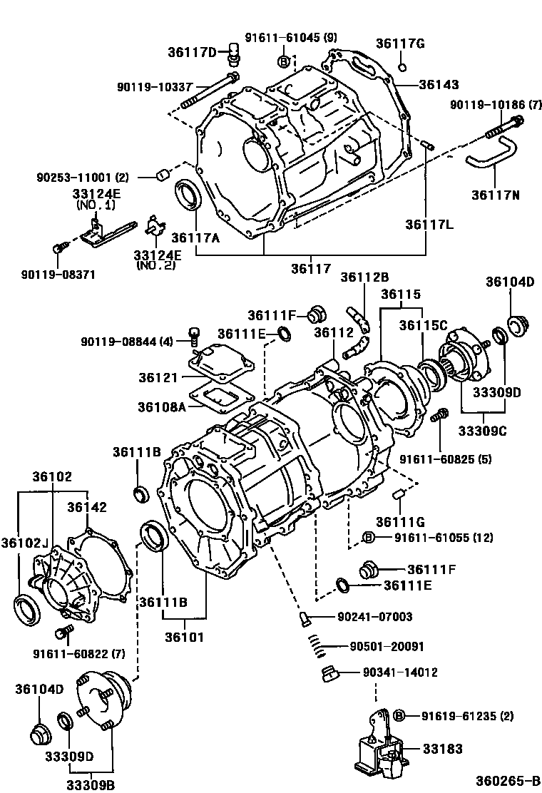 Toyota HILUX Transfer Case & Extension Housing EPC diagram — 360265B