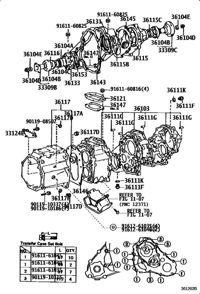 Toyota HILUX Transfer Case & Extension Housing EPC diagram — 361202B