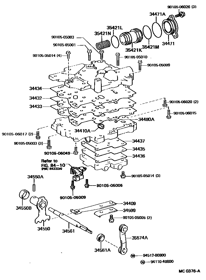Toyota HILUX 分动器阀体和阀杆 EPC diagram — MCG376A