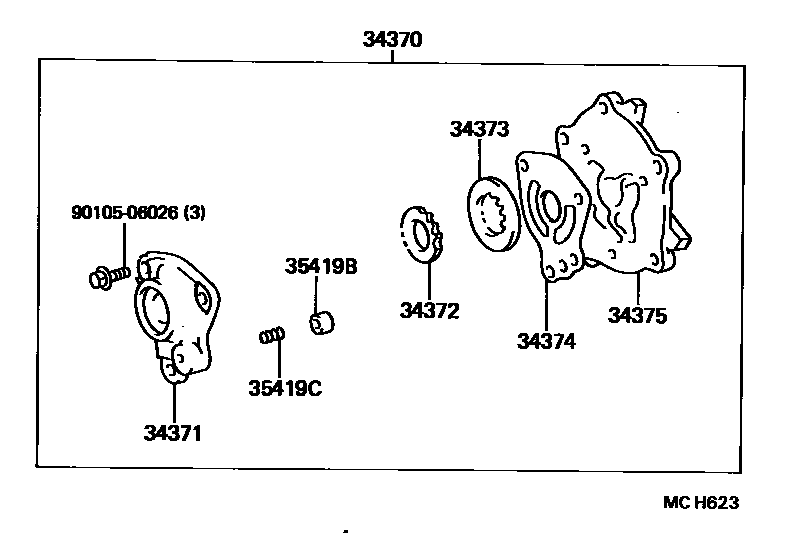 Toyota HILUX 分动器油泵 EPC diagram — MCH623