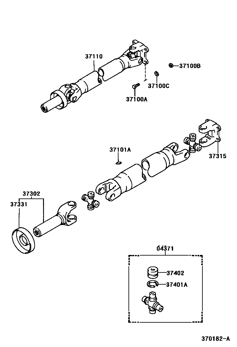 Toyota HILUX Propeller Shaft & Universal Joint EPC diagram — 370182A