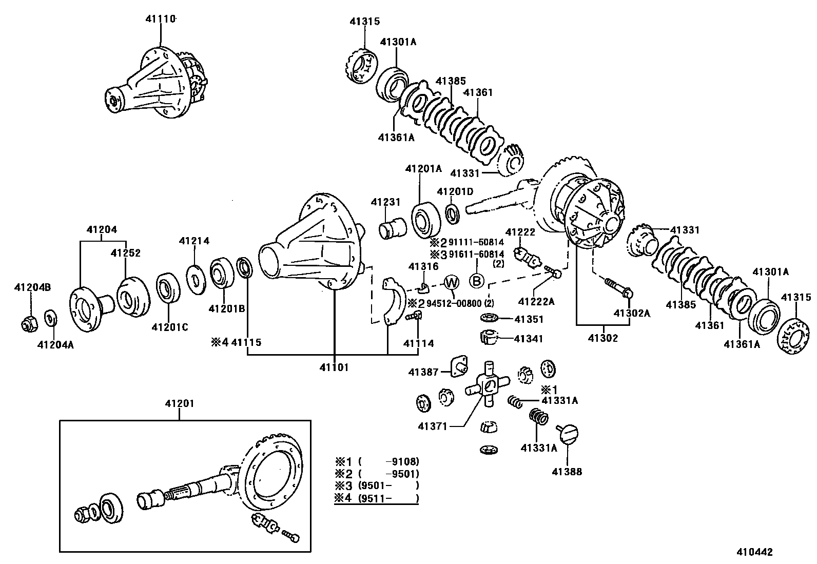 Toyota HILUX 后桥壳和差速器 EPC diagram — 410442