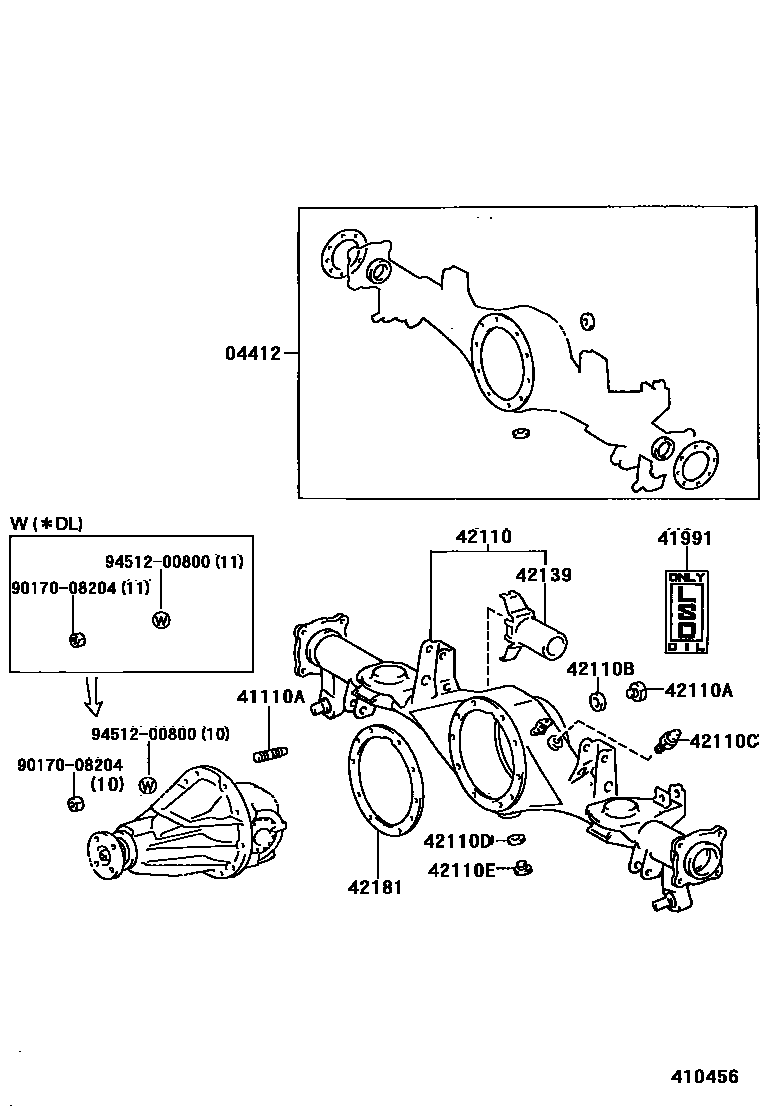 Toyota HILUX 后桥壳和差速器 EPC diagram — 410456