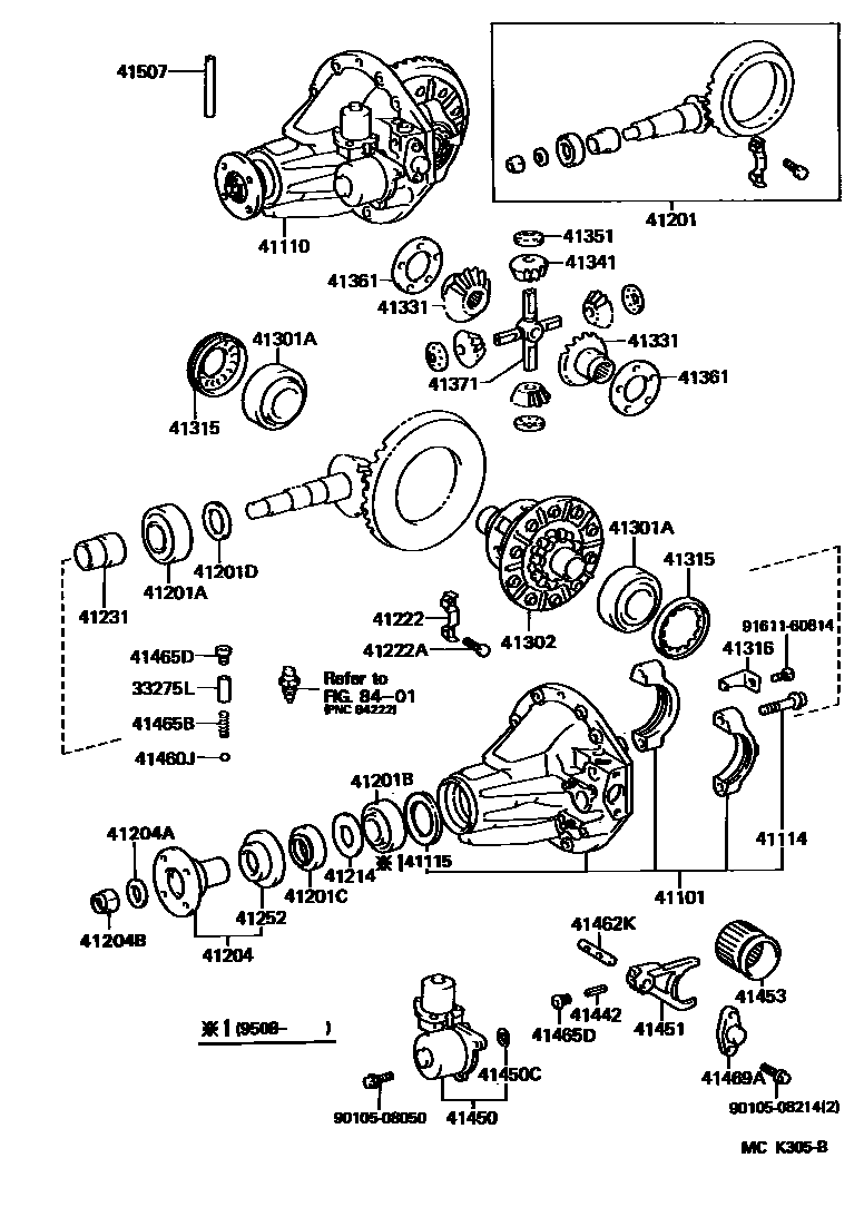 Toyota HILUX 后桥壳和差速器 EPC diagram — MCK305B