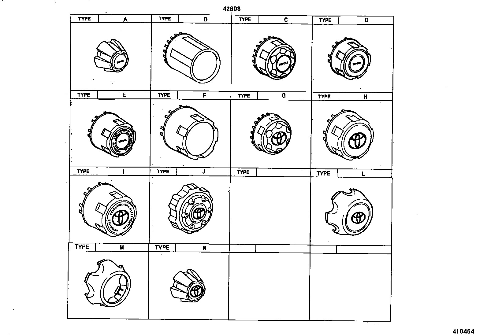 Toyota HILUX 车轮和车轮盖 EPC diagram — 410464A