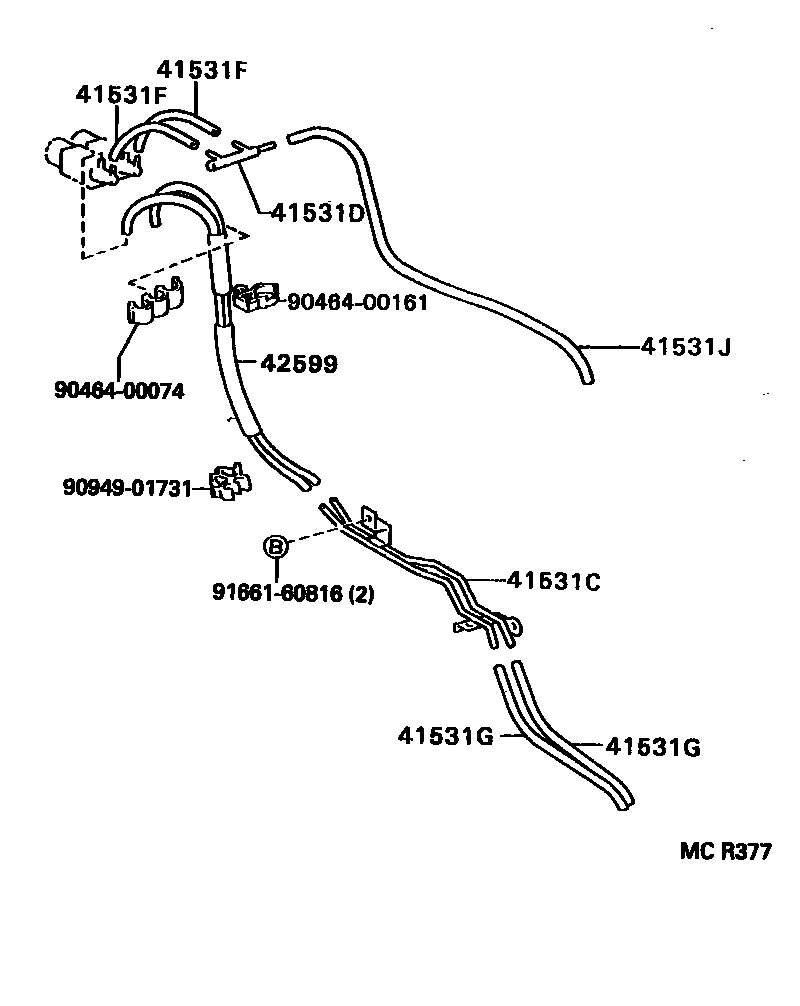Toyota HILUX 前桥壳和差速器 EPC diagram — MCR377