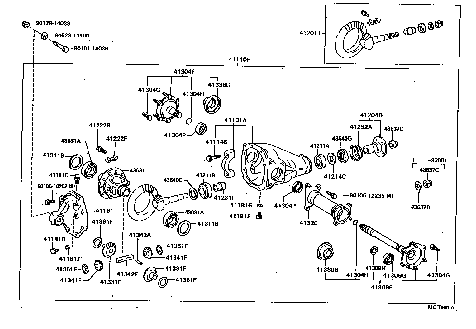 Toyota HILUX 前桥壳和差速器 EPC diagram — MCT600A