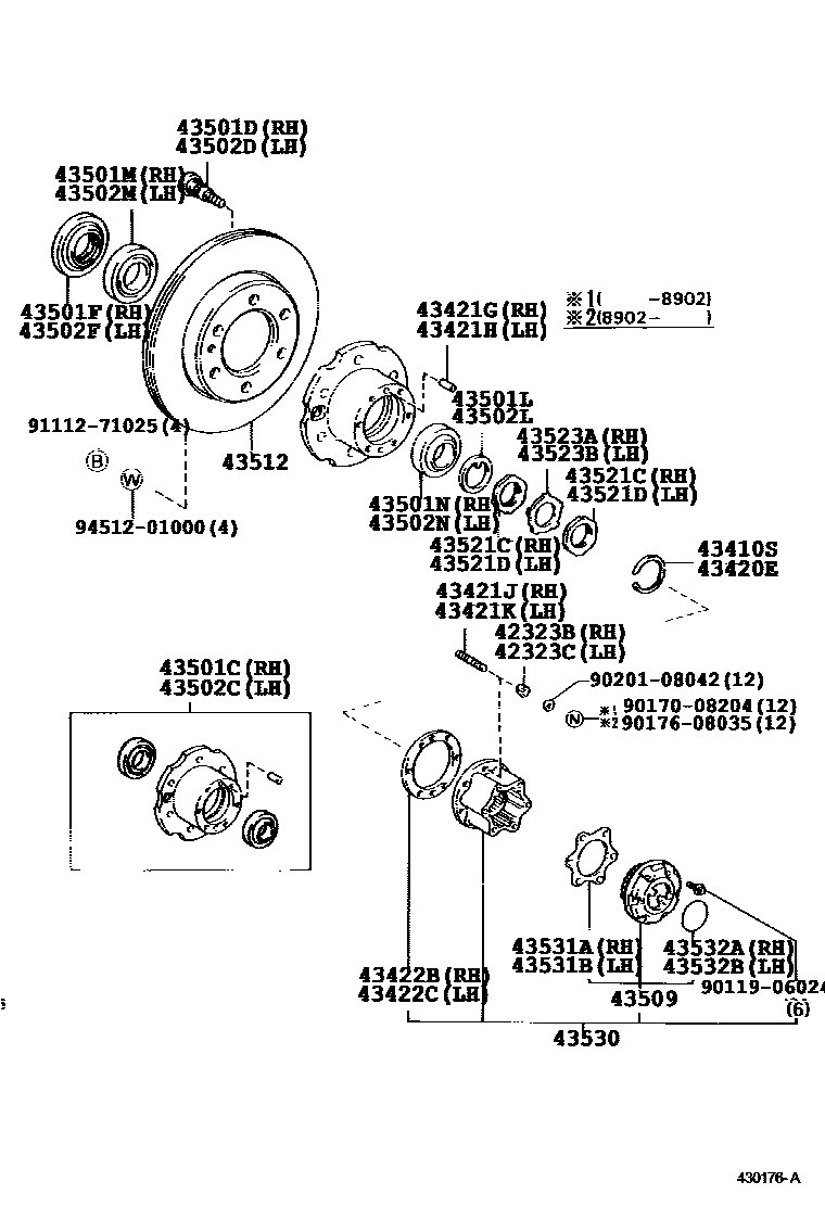 Toyota HILUX Front Axle Hub EPC diagram — 430176A