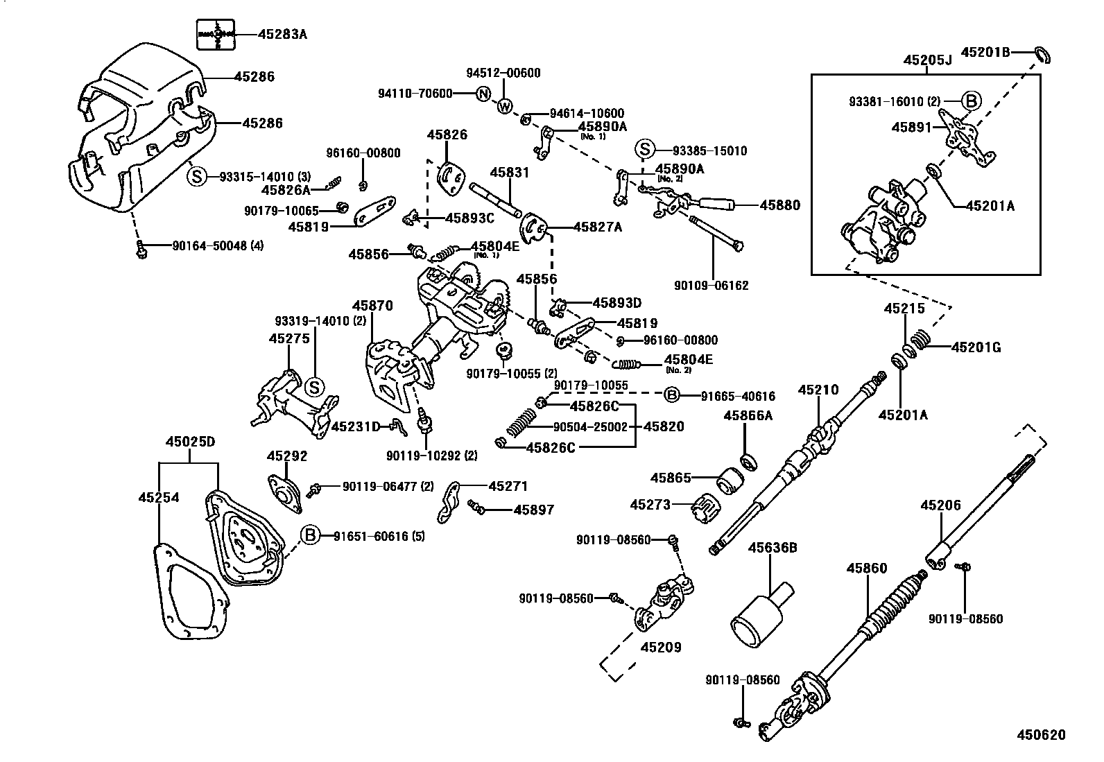 Toyota HILUX Steering Column & Shaft EPC diagram — 450620