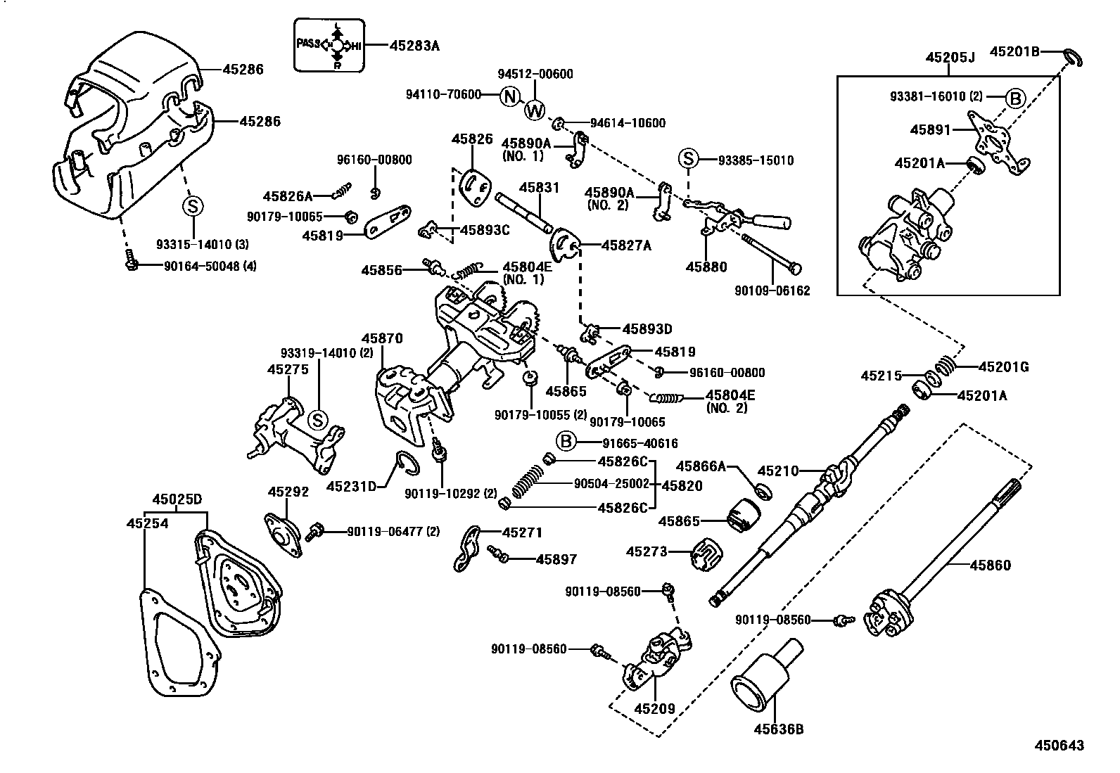 Toyota HILUX Steering Column & Shaft EPC diagram — 450643