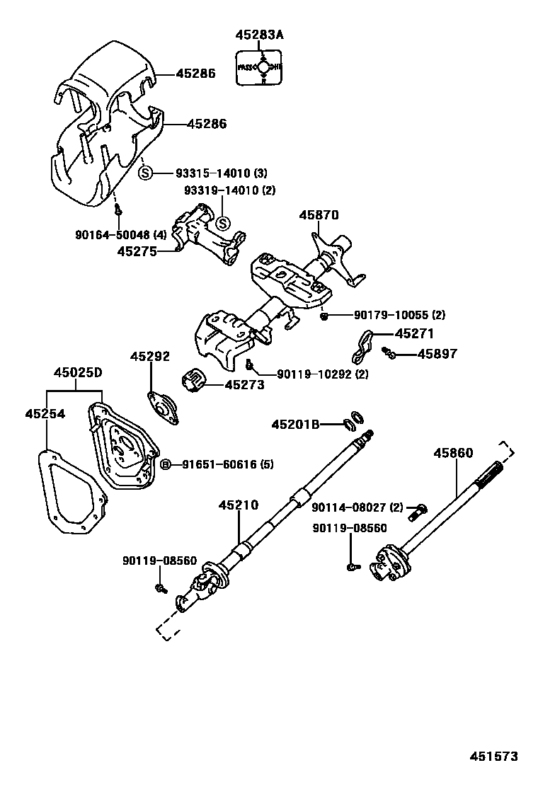 Toyota HILUX Steering Column & Shaft EPC diagram — 451573