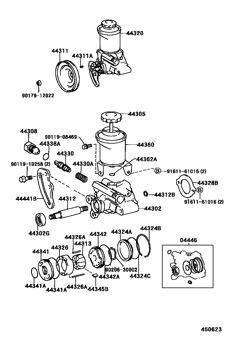 Toyota HILUX 叶片泵和储油罐(动力转向) EPC diagram — 450623