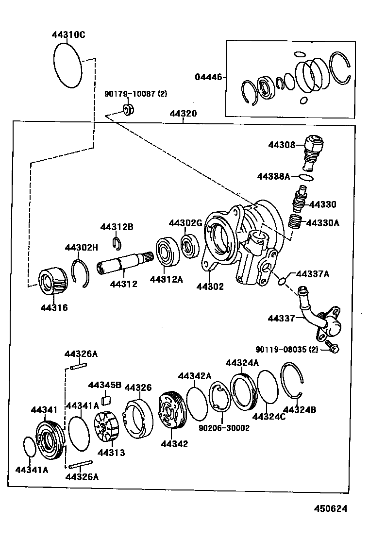 Toyota HILUX 叶片泵和储油罐(动力转向) EPC diagram — 450624