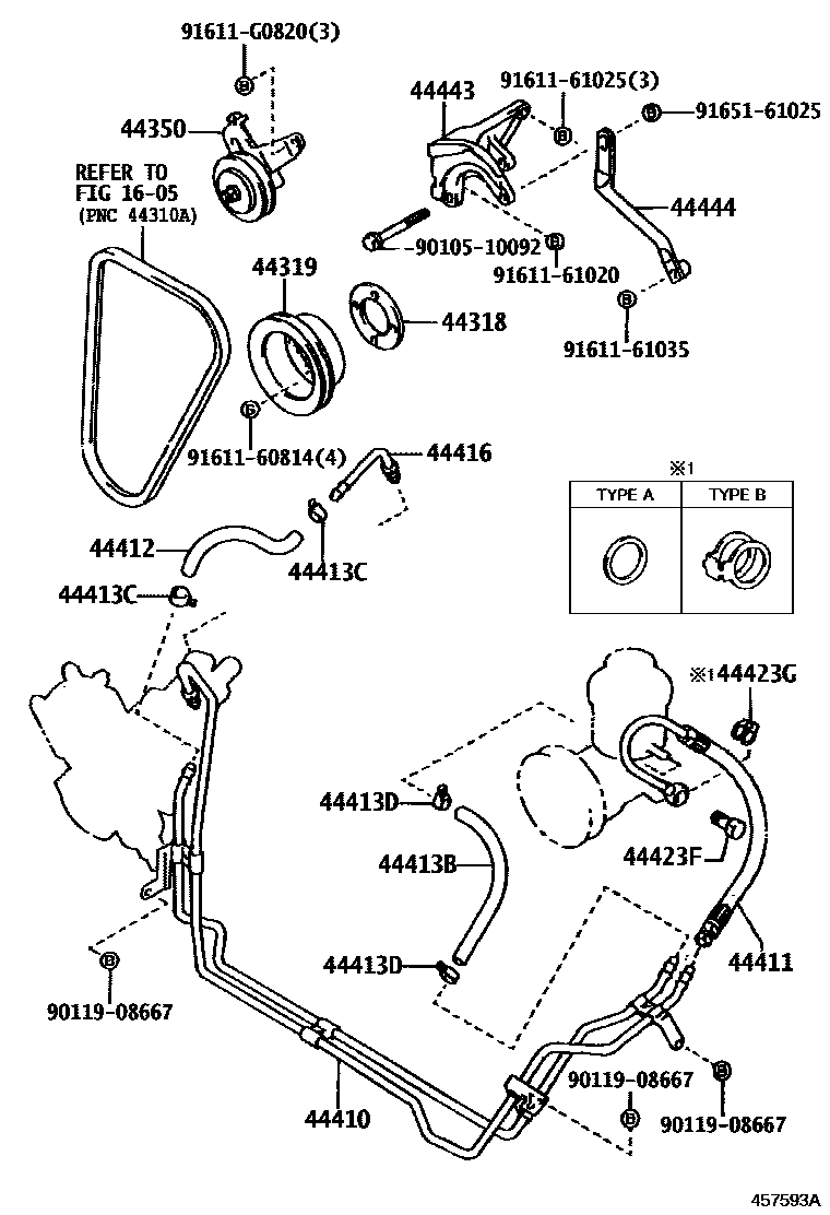 Toyota HILUX 动力转向配管 EPC diagram — 457593A