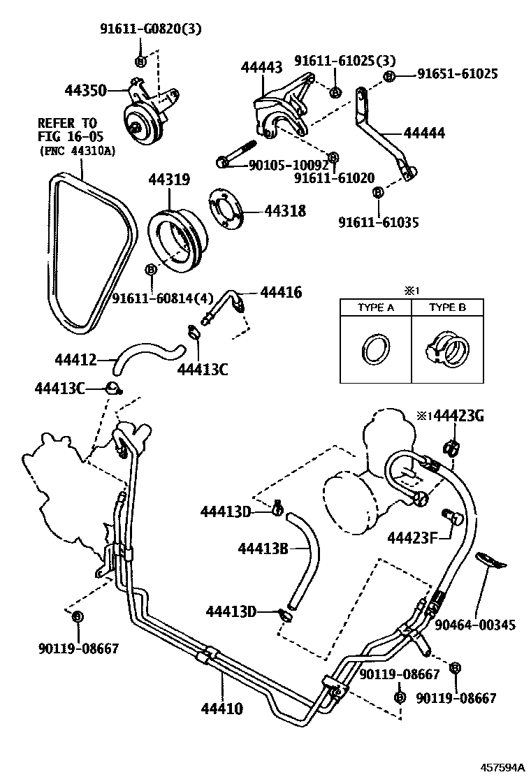 Toyota HILUX 动力转向配管 EPC diagram — 457594A