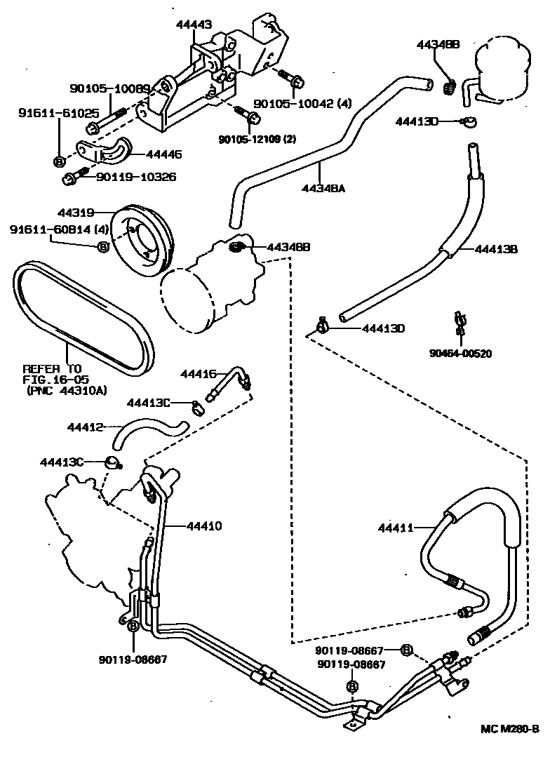 Toyota HILUX 动力转向配管 EPC diagram — MCM280B