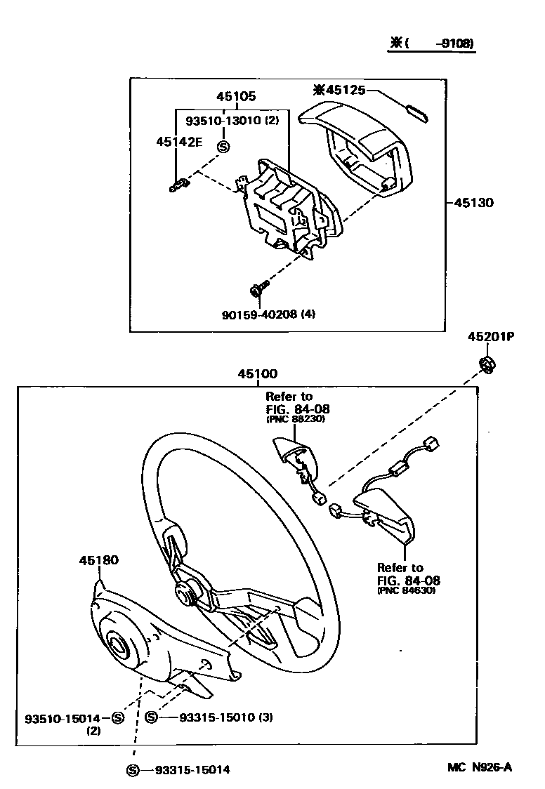 Toyota HILUX Steering Wheel EPC diagram — MCN926A
