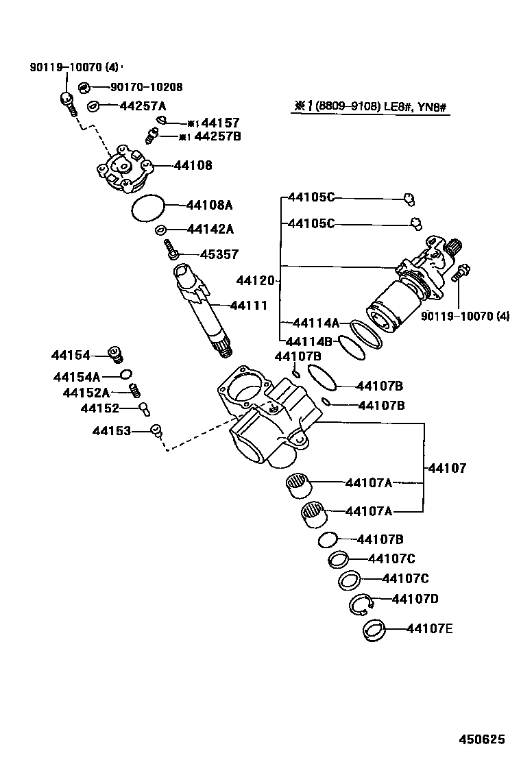 Toyota HILUX 前转向齿轮和连杆 EPC diagram — 450625
