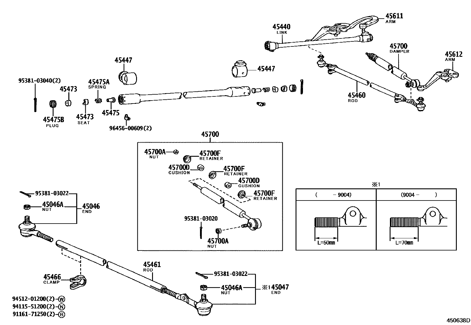 Toyota HILUX 前转向齿轮和连杆 EPC diagram — 450638D