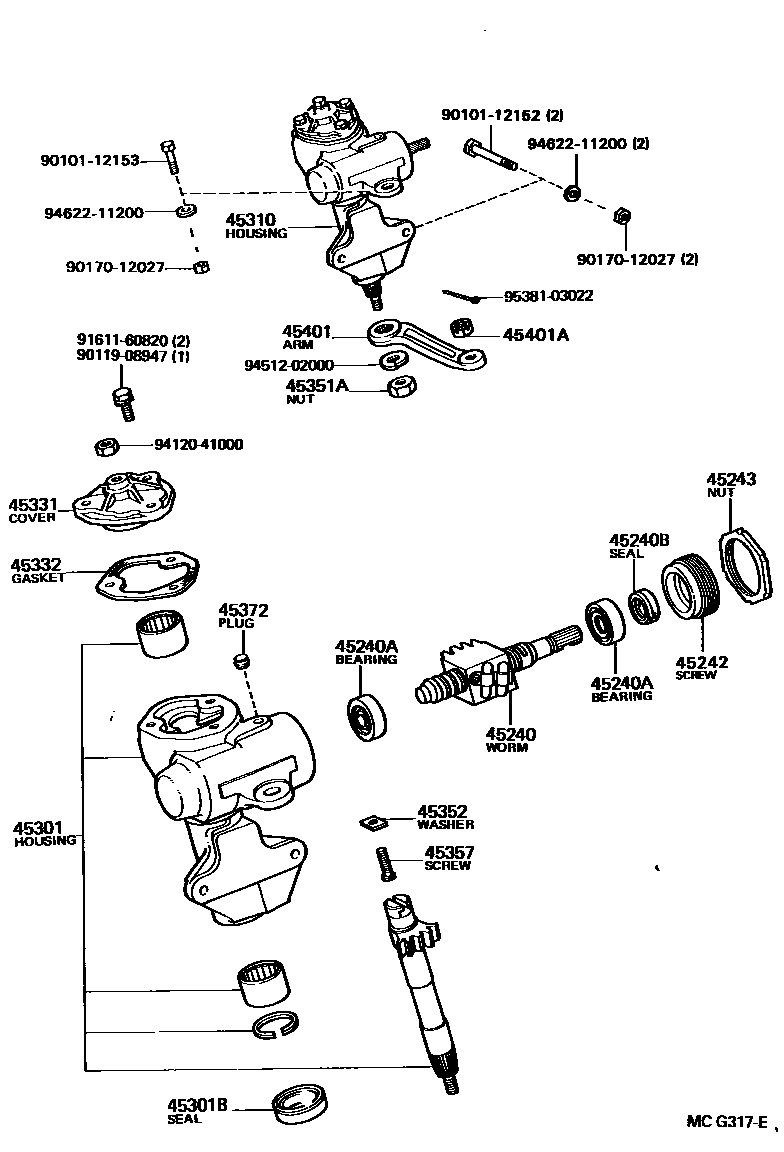 Toyota HILUX 前转向齿轮和连杆 EPC diagram — MCG317E