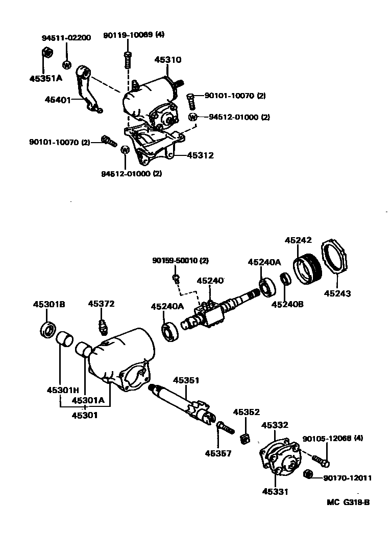 Toyota HILUX 前转向齿轮和连杆 EPC diagram — MCG318B
