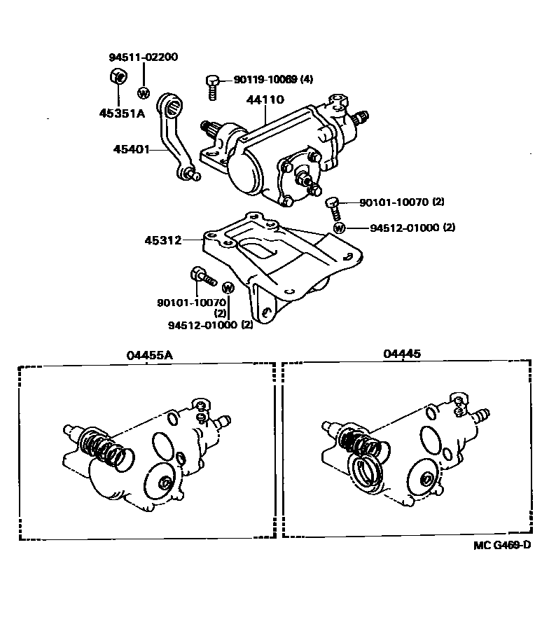 Toyota HILUX 前转向齿轮和连杆 EPC diagram — MCG469D
