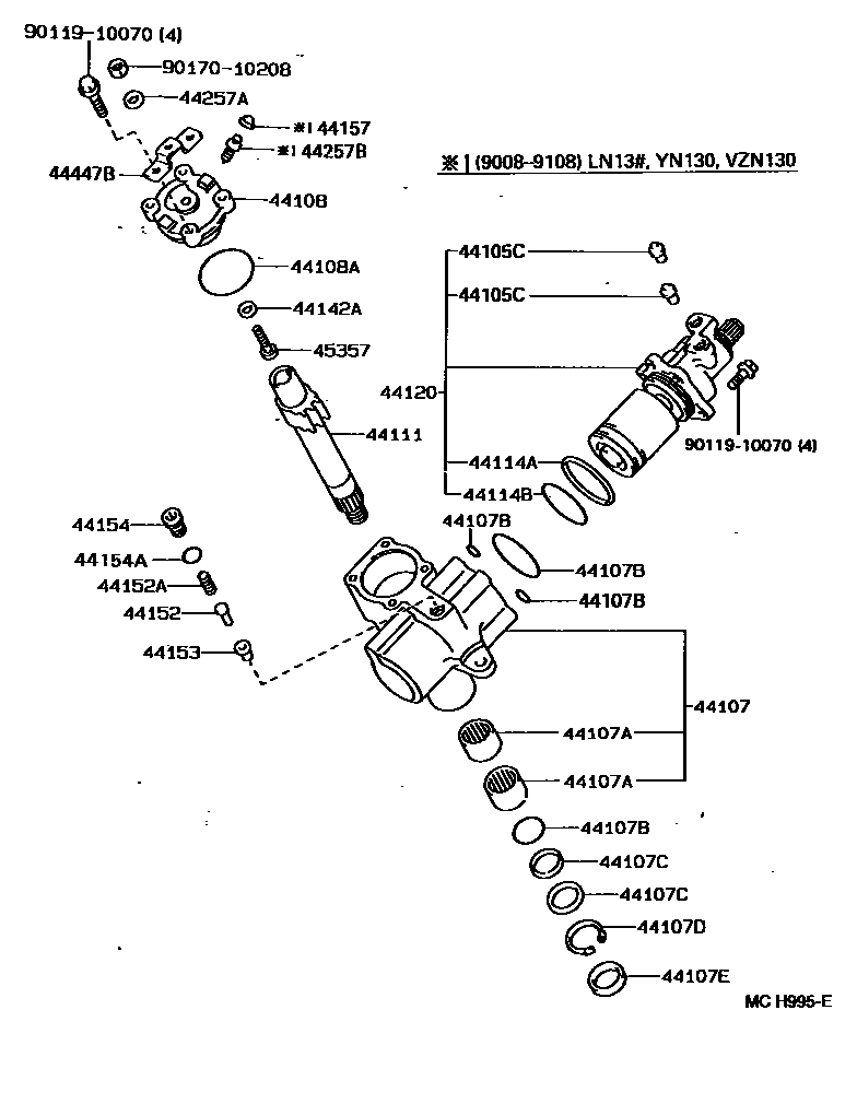 Toyota HILUX 前转向齿轮和连杆 EPC diagram — MCH995E