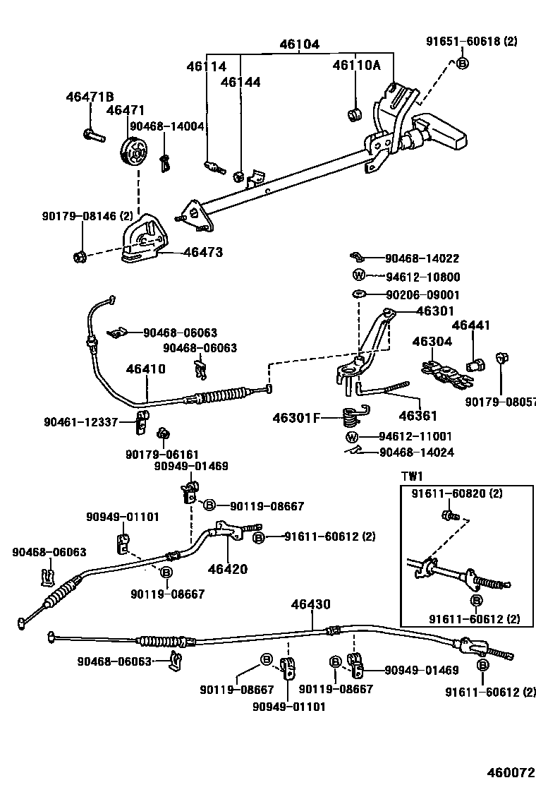 Toyota HILUX Parking Brake & Cable EPC diagram — 460072