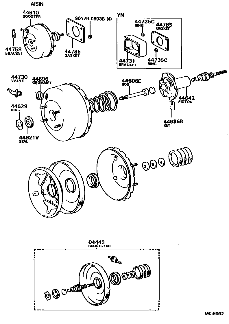 Toyota HILUX 制动助力器和真空管 EPC diagram — MCH092