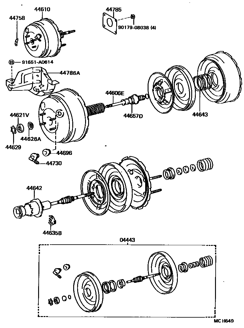 Toyota HILUX 制动助力器和真空管 EPC diagram — MCH649