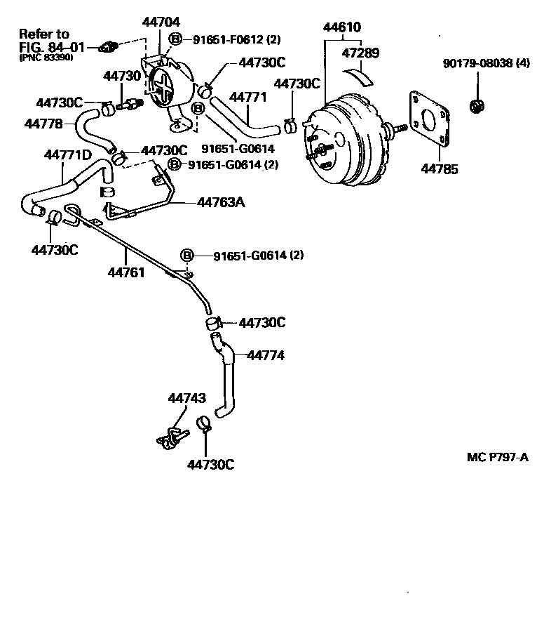 Toyota HILUX 制动助力器和真空管 EPC diagram — MCP797A