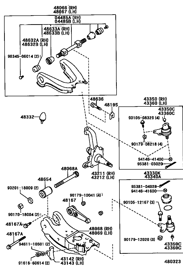 Toyota HILUX 前桥控制臂和转向节 EPC diagram — 480323
