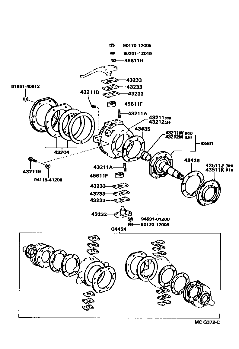 Toyota HILUX 前桥控制臂和转向节 EPC diagram — MCG372C