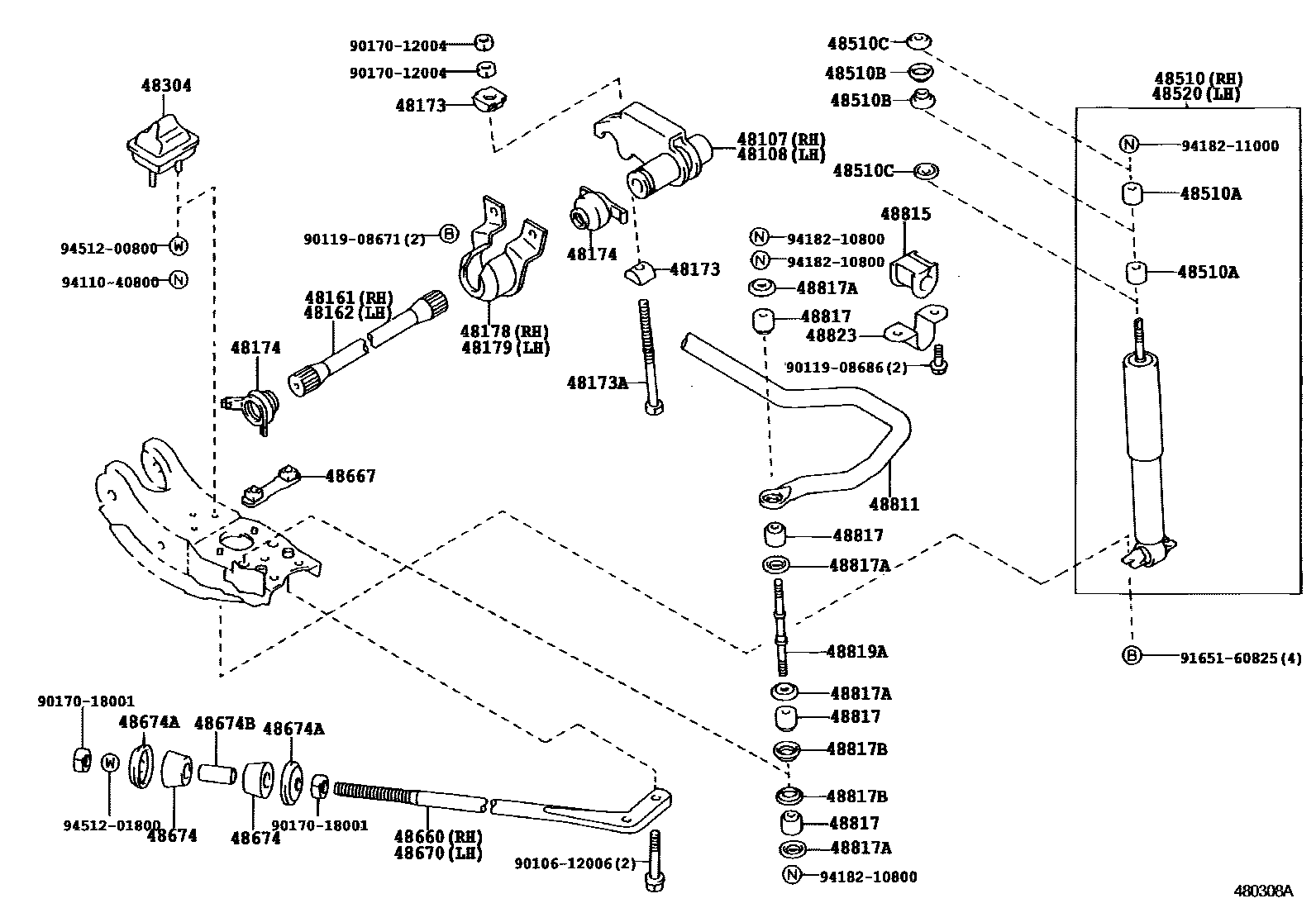 Toyota HILUX Front Spring & Shock Absorber EPC diagram — 480308A