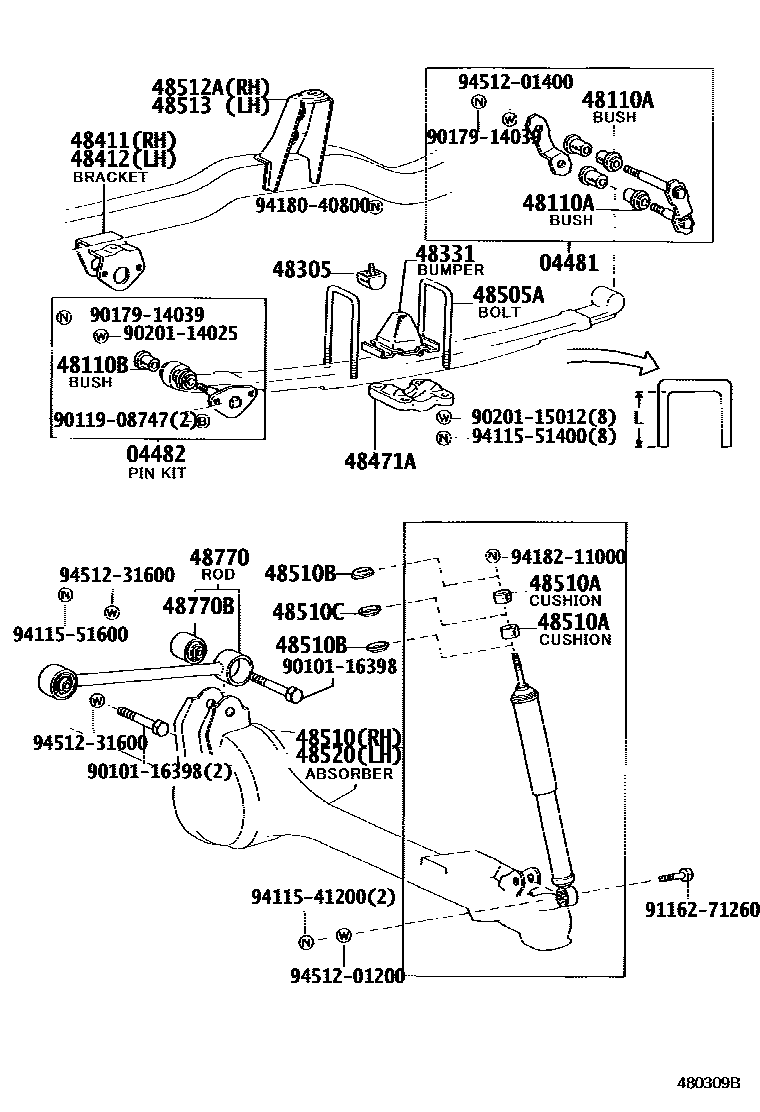 Toyota HILUX Front Spring & Shock Absorber EPC diagram — 480309B
