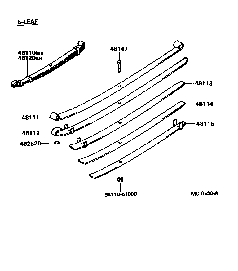 Toyota HILUX Front Spring & Shock Absorber EPC diagram — MCG530A