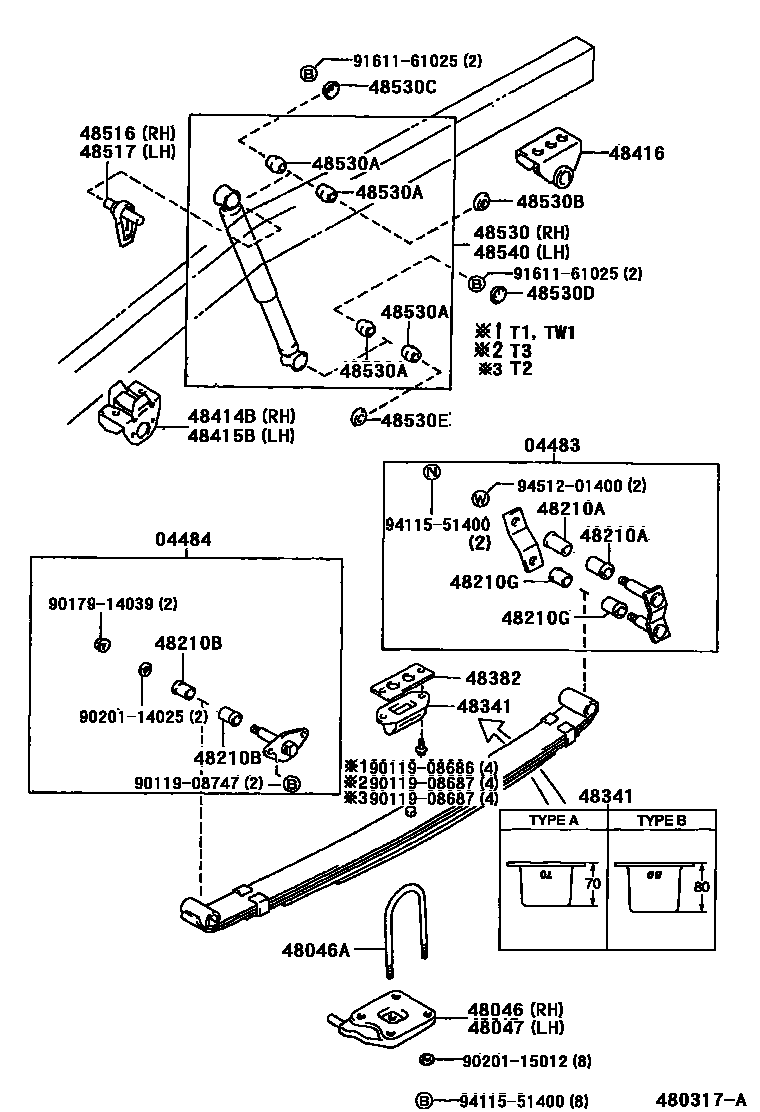 Toyota HILUX Rear Spring & Shock Absorber EPC diagram — 480317A