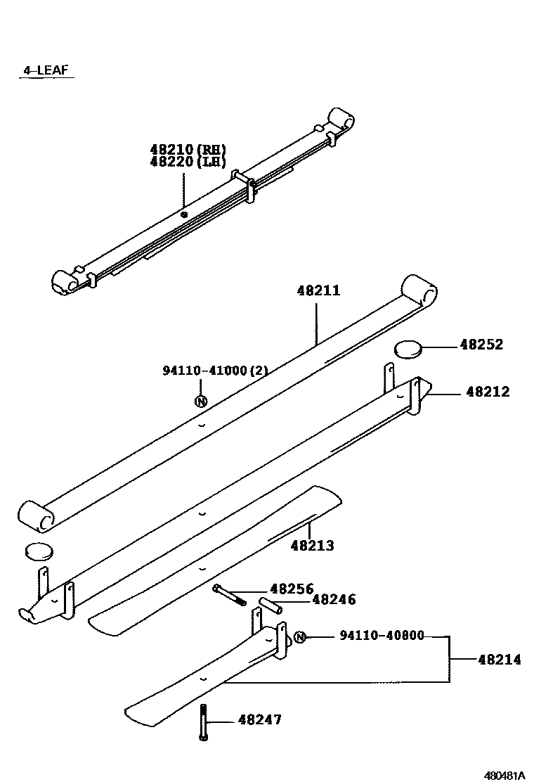Toyota HILUX Rear Spring & Shock Absorber EPC diagram — 480481A