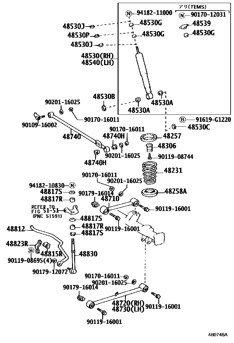 Toyota HILUX Rear Spring & Shock Absorber EPC diagram — 480746A