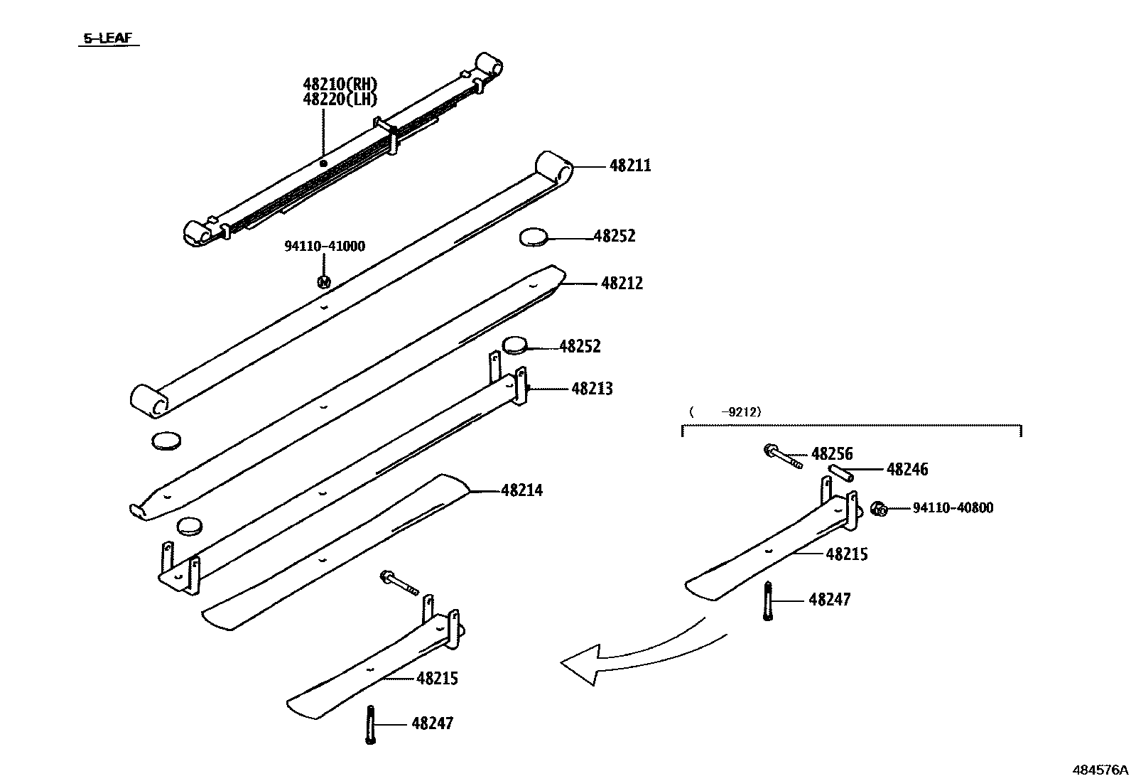 Toyota HILUX Rear Spring & Shock Absorber EPC diagram — 484576A