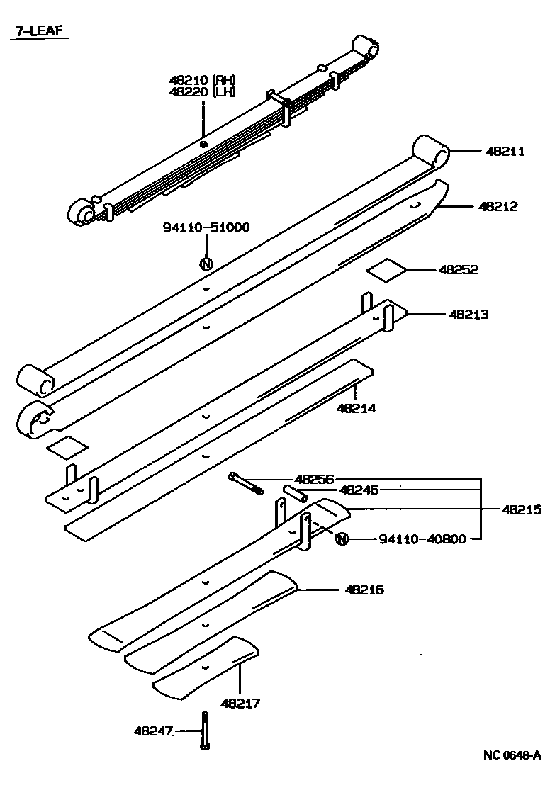 Toyota HILUX Rear Spring & Shock Absorber EPC diagram — NC0648A