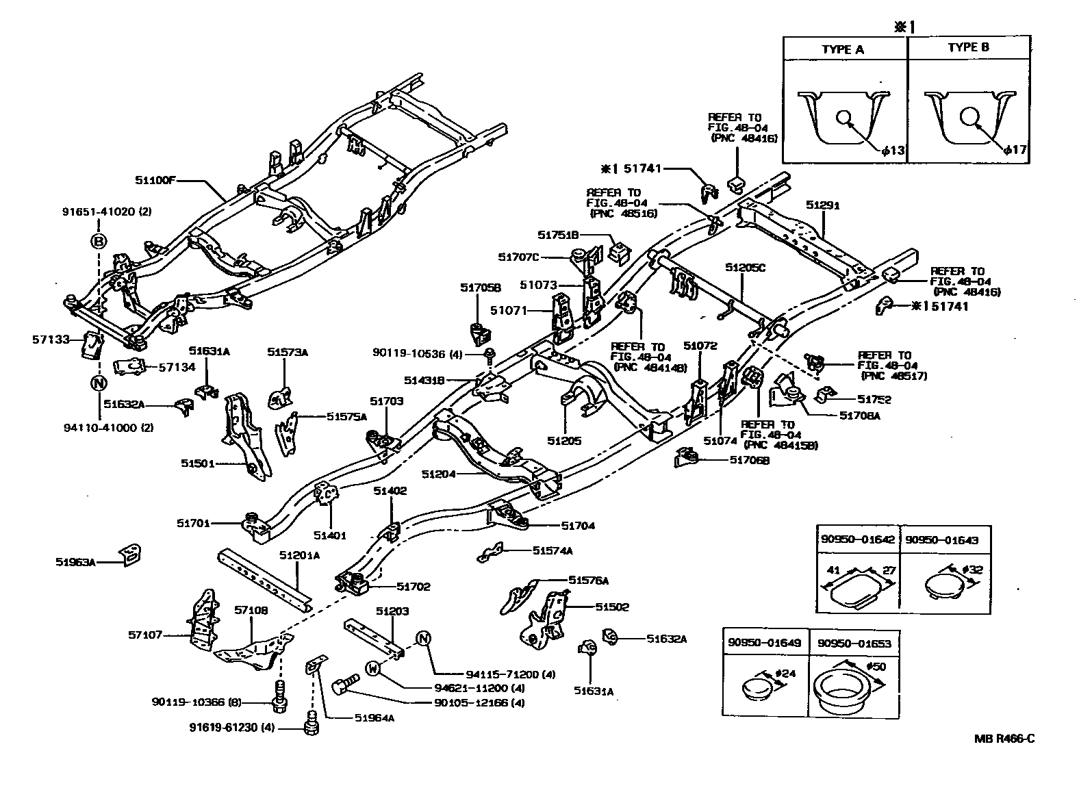 Toyota HILUX 车架 EPC diagram — MBR466C
