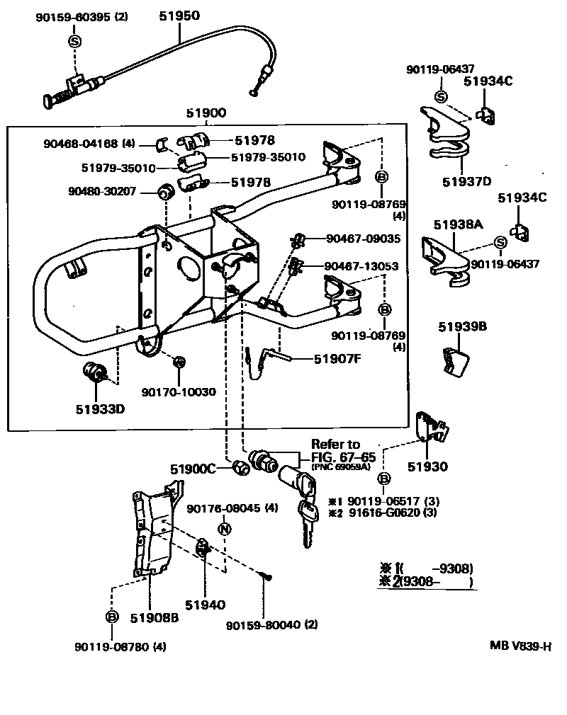 Toyota HILUX Spare tire rack EPC diagram — MBV839H
