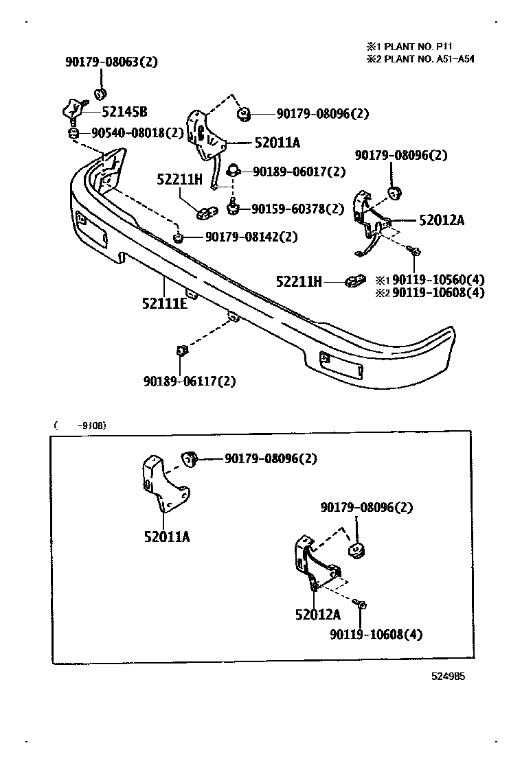 Toyota HILUX 前保险杠及附件 EPC diagram — 524985