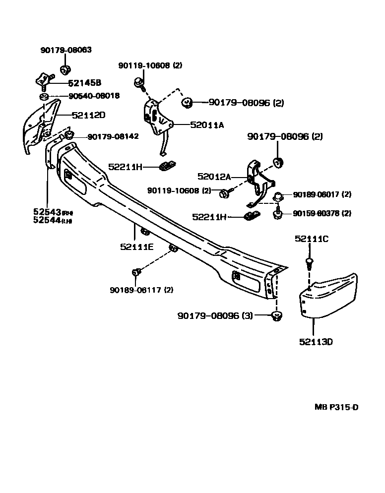 Toyota HILUX 前保险杠及附件 EPC diagram — MBP315D