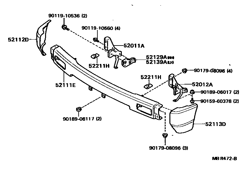 Toyota HILUX 前保险杠及附件 EPC diagram — MBR472B
