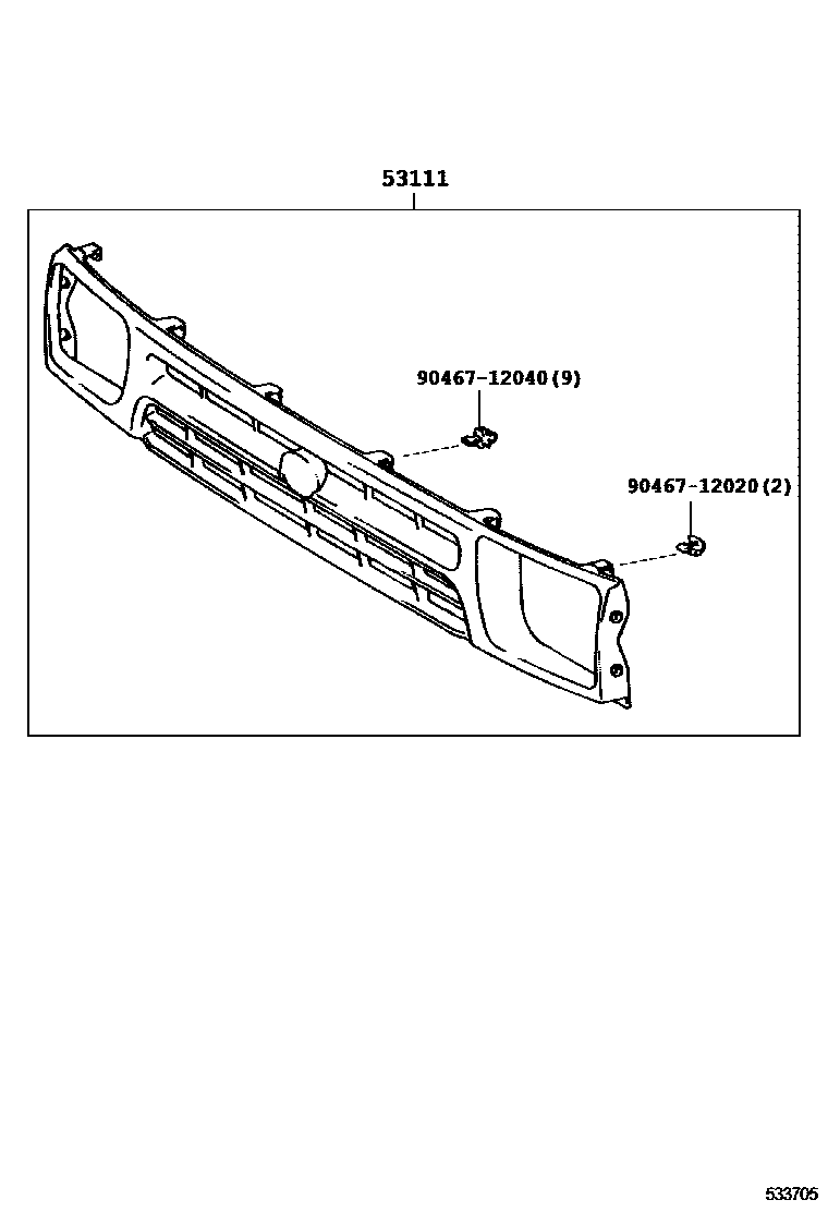 Toyota HILUX radiator grille EPC diagram — 533705