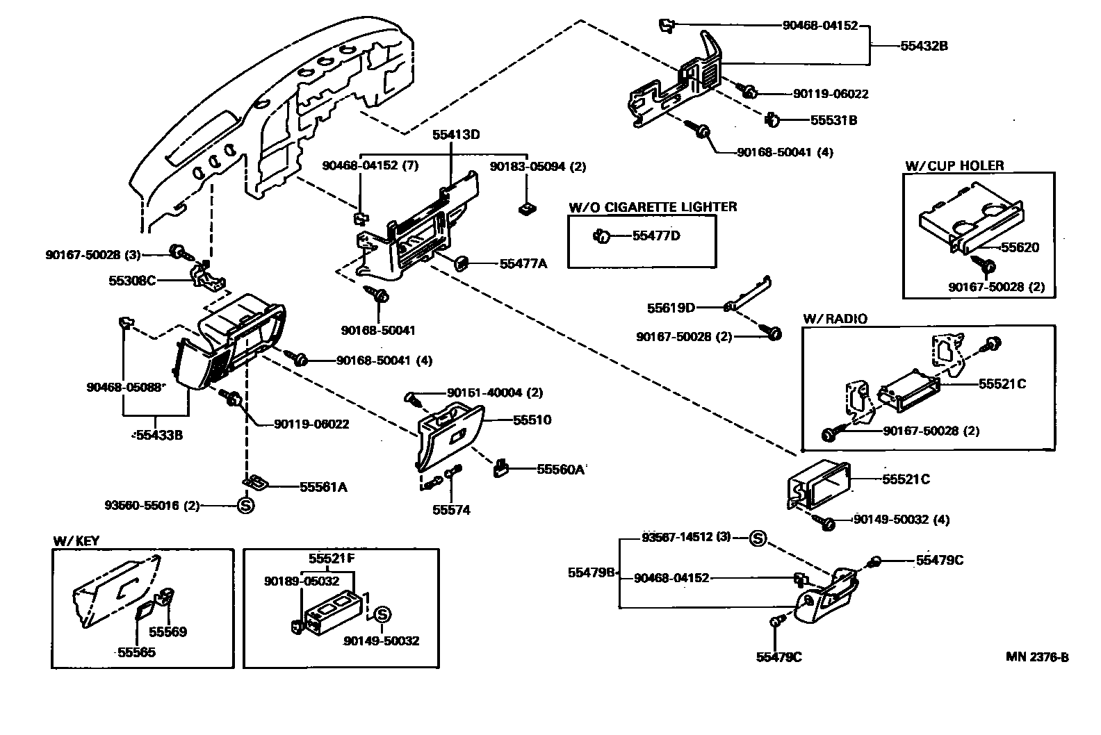 Toyota HILUX 仪表板和手套箱 EPC diagram — MN2376B
