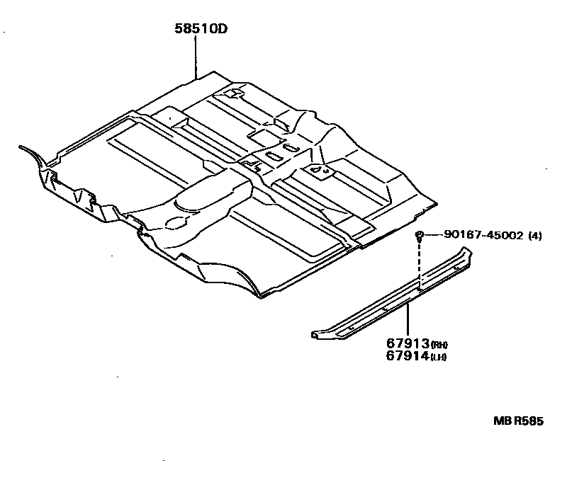 Toyota HILUX 地板垫和消声垫 EPC diagram — MBR585